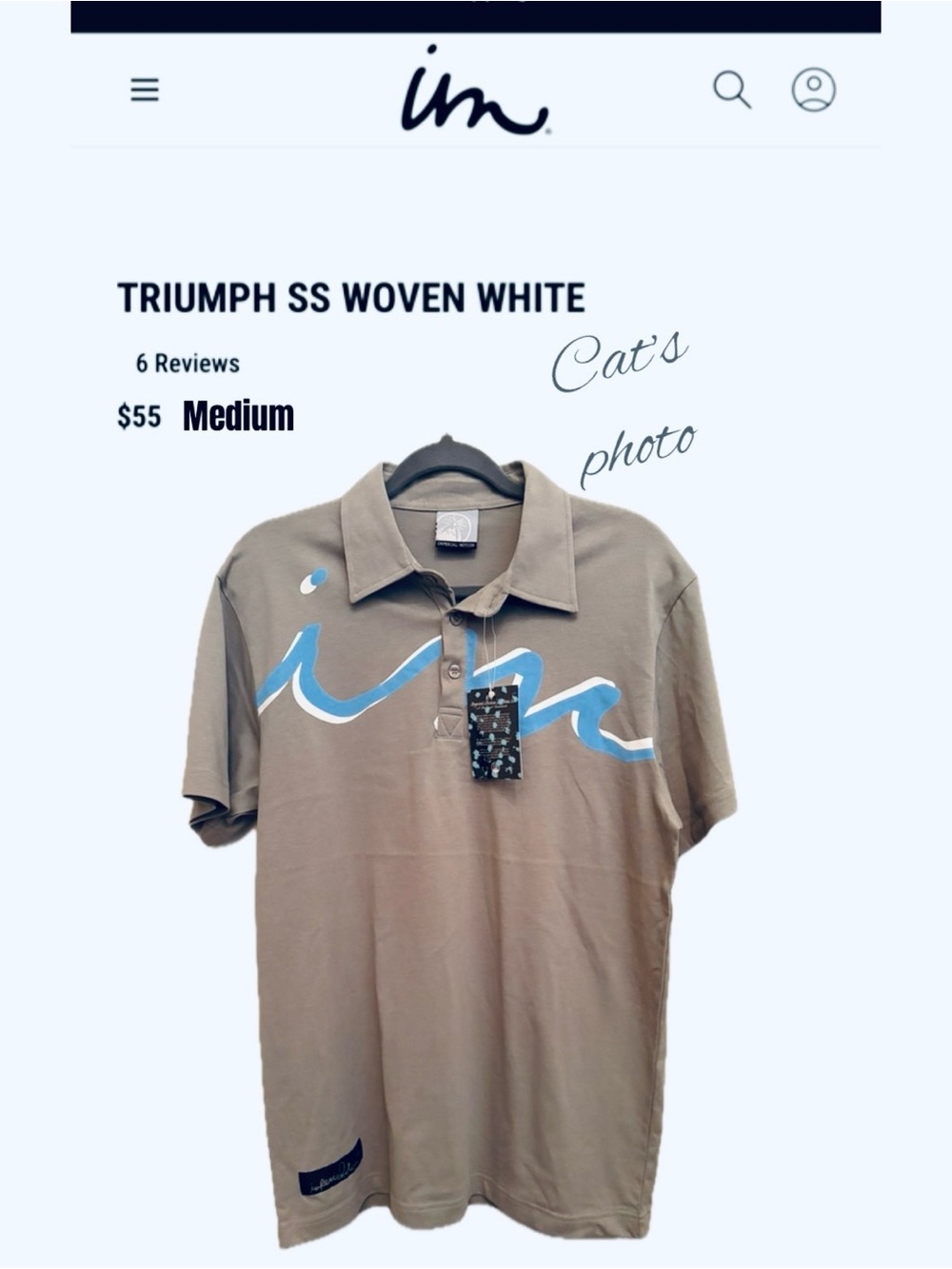 Imperial Motion Taupe Polo with Light Blue Wave